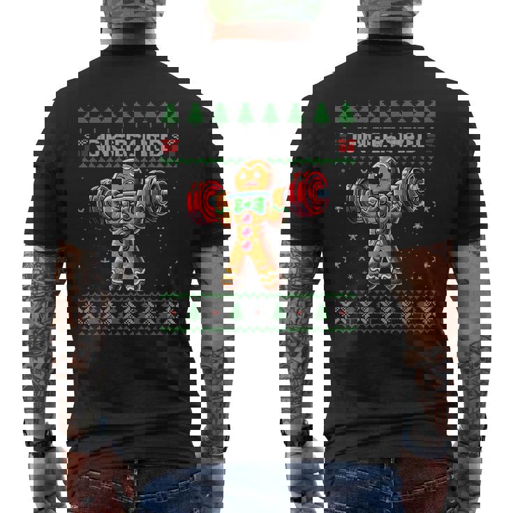 Gingershred Gym Christmas Ugly Sweater Gingerbread Workout Men's Back Print T-Shirt