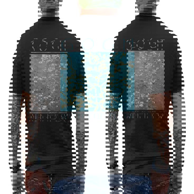 Gogh With The Flow アーモンドブロッサム ヴァン・ゴッホの絵画 メンズTシャツ バックプリント