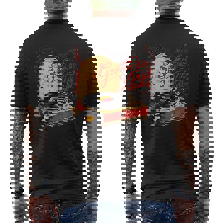 Groove On レトロビニールジャム、レトロビニールレコード メンズTシャツ バックプリント