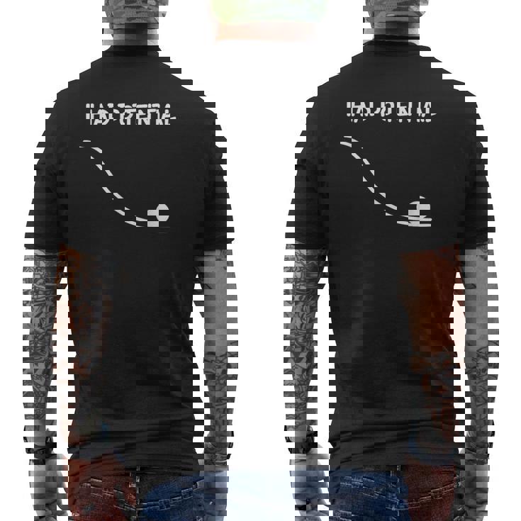 I Had Potential 面白い引用 皮肉な引用 仕事生活 メンズTシャツ バックプリント