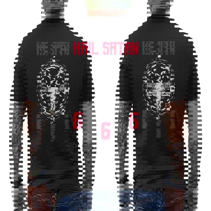Hailatan 666 バフォメット ペンタグラム ルシファー オカルトサタニック メンズTシャツ バックプリント