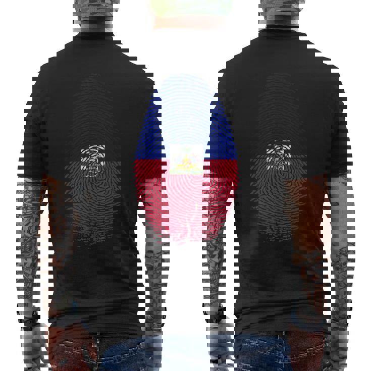 Haiti Flag Fingerprint Haitian For Haitians メンズTシャツ バックプリント