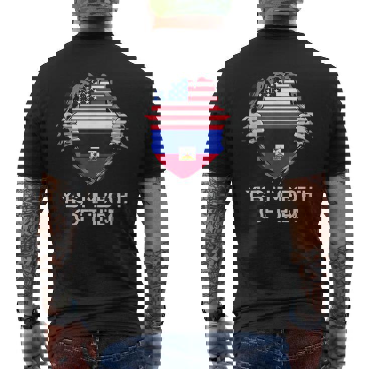 Half American Half Haitian Usa Haiti Flag メンズ レディース メンズTシャツ バックプリント