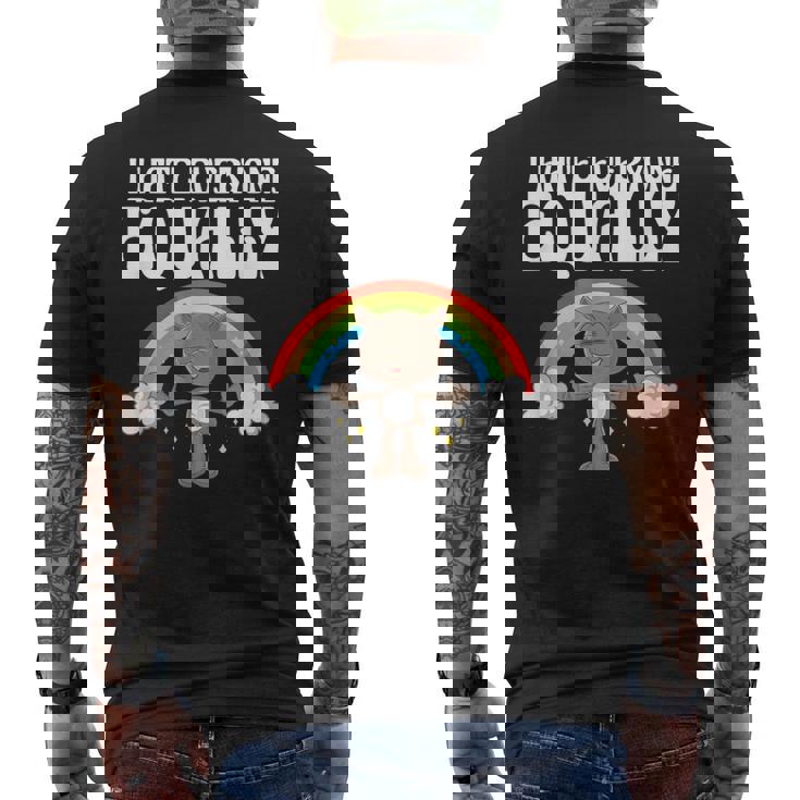 I Hate Everyone Equally 反社会的猫 内向的 メンズTシャツ バックプリント