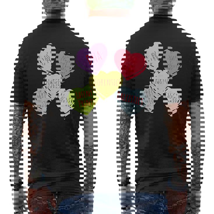 Heart Candy Forensics Science Valentines Scene Investigation Men's Back Print T-Shirt