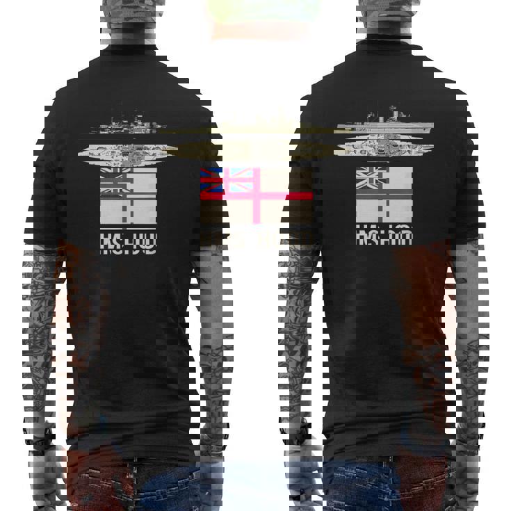 Hms Hood イギリス戦艦図 海軍旗 メンズTシャツ バックプリント