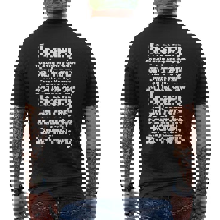 I'morry Foraysorry Beingorry おかしな謝罪 メンズTシャツ バックプリント