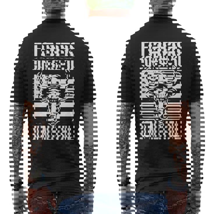 If Genders Confuse You Go Milk A Bull Usa 国旗 アメリカ 長袖tシャツ メンズTシャツ バックプリント