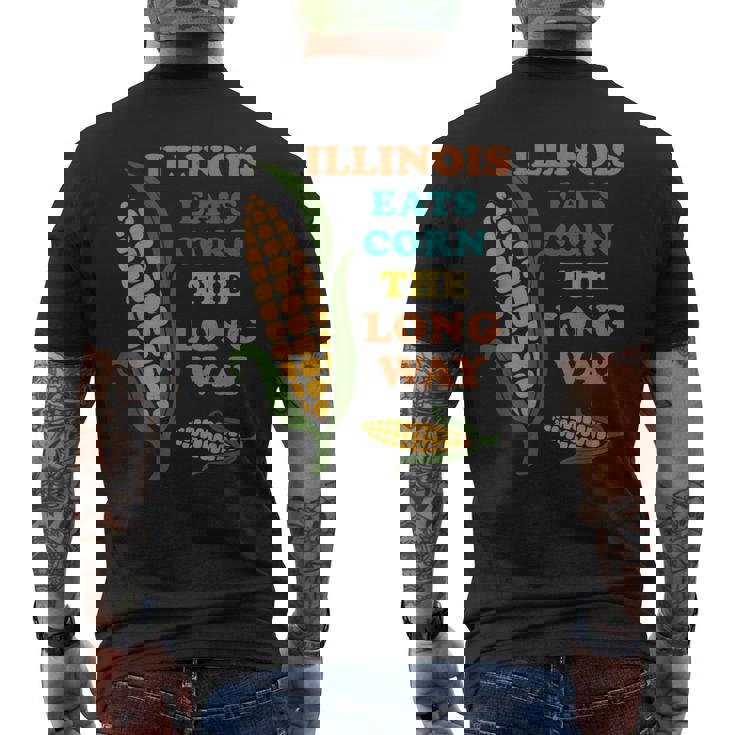 Illinois Eats Corn The Long Way Sarcastic Men's Back Print T-Shirt