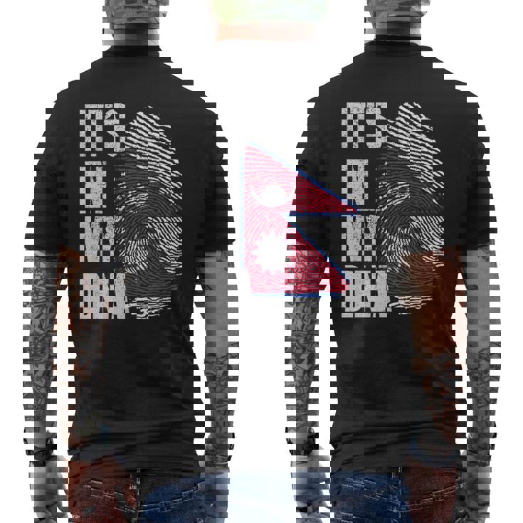 It's In My Dna ネパール ネパール国旗 指紋 メンズTシャツ バックプリント