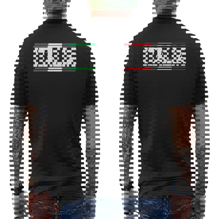 Italia Italian Flag Map Shield Badge Italy Sports Soccer Fan Men's Back Print T-Shirt