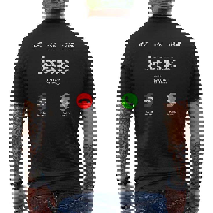 Jesus Is Calling 面白いイエスキリストギフト メンズTシャツ バックプリント