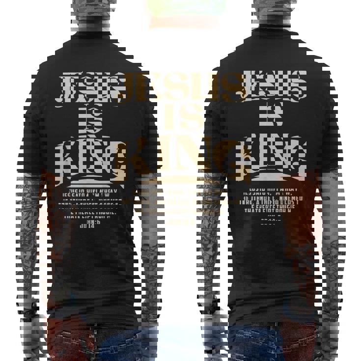 Jesus Is King Bibleerse John 14 メンズTシャツ バックプリント