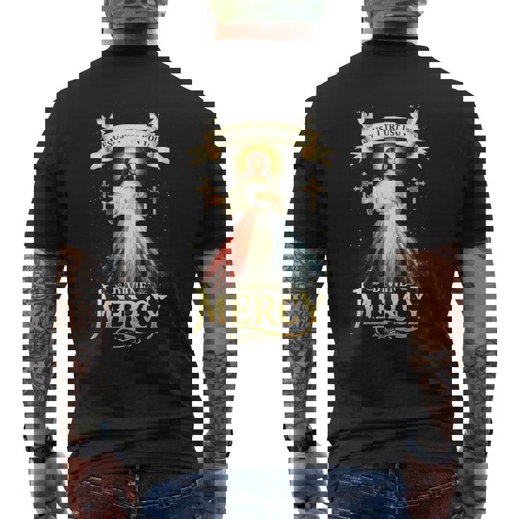 Jesus I Trust In You 神の慈悲 カトリック クリスチャン イエス 長袖tシャツ メンズTシャツ バックプリント