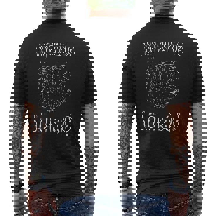 I Just Really Love Sloths OK Fancy Sloth Drawing Tank Top Men's Back Print T-Shirt