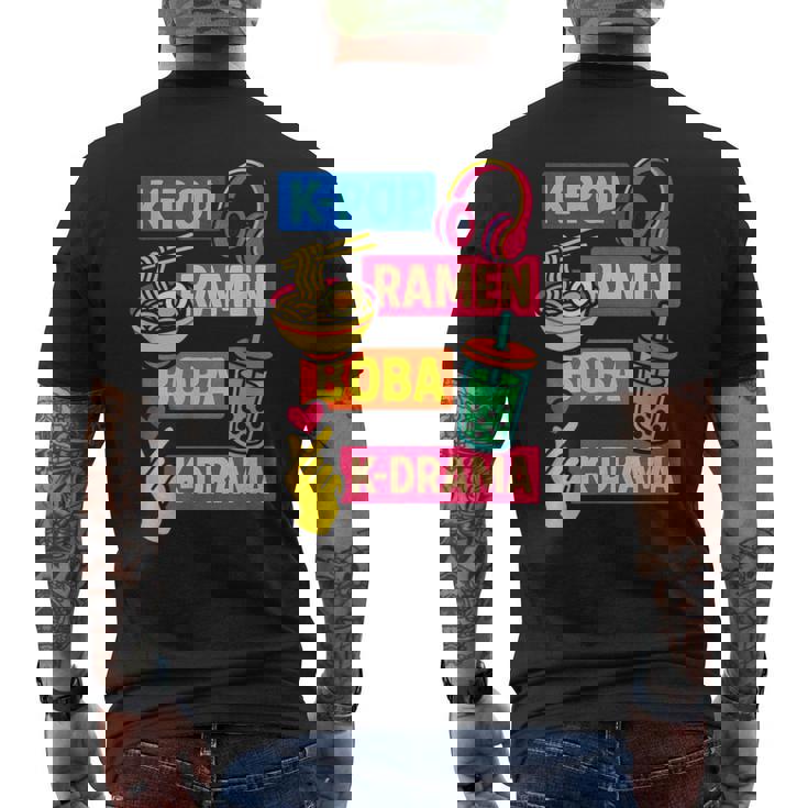 K-Pop Ramen Boba K-Drama Fans Korean Men's Back Print T-Shirt