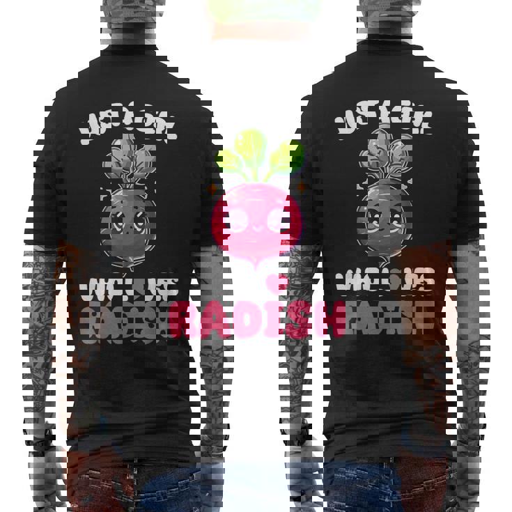 Kawaii Radish Lover Vegan Vegetarian Radish Men's Back Print T-Shirt