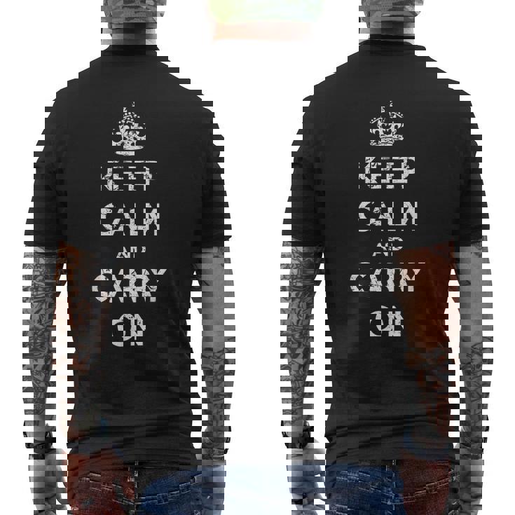 Keep Calm And Carry On ヴィンテージポスタープリント レトロ メンズTシャツ バックプリント