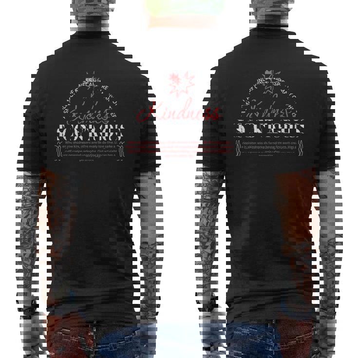 Kindness Is Contagious アーバンタイポグラフィストリートウェア メンズTシャツ バックプリント