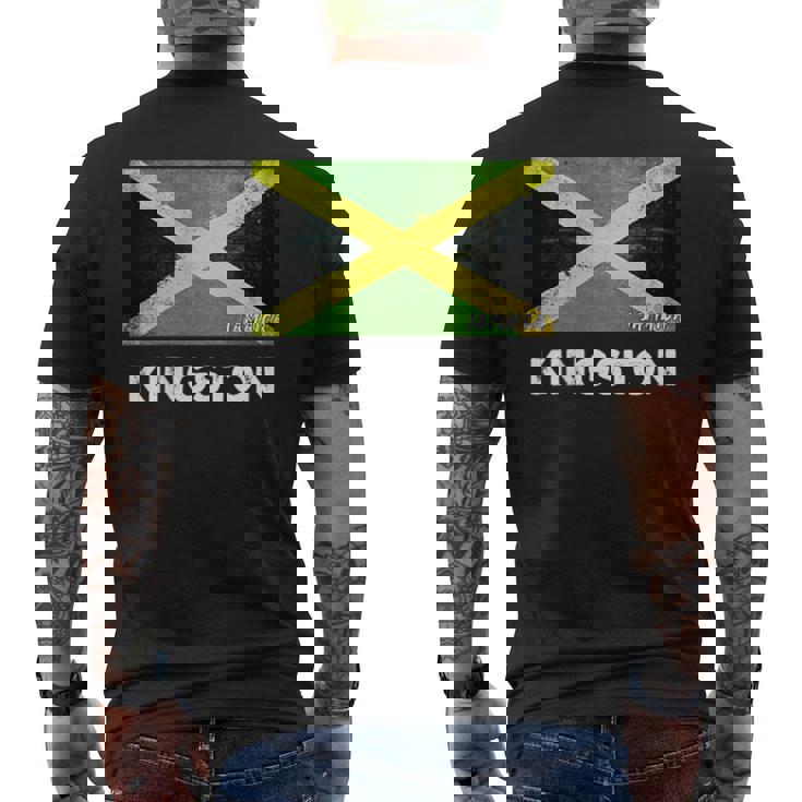 Kingston Jamaica Flag Jersey メンズTシャツ バックプリント