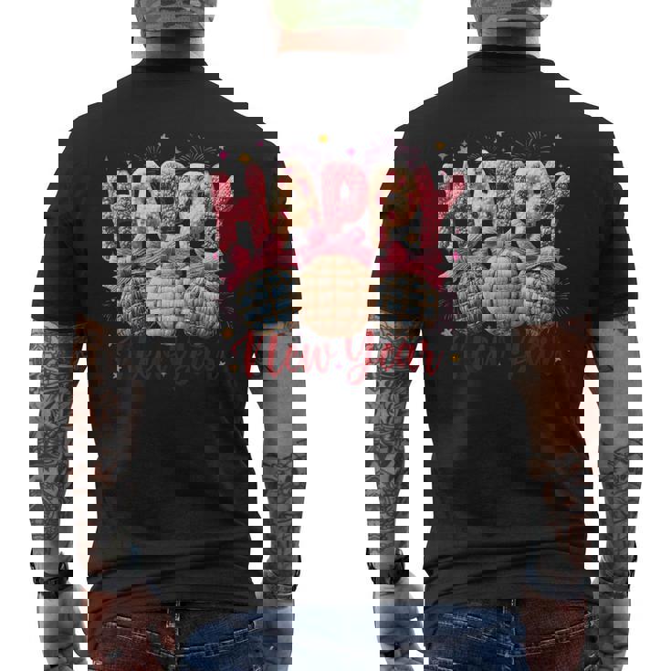 Latch Hook Yarn Crochet New Year 2026 Disco Ball Fireworks Men's Back Print T-Shirt