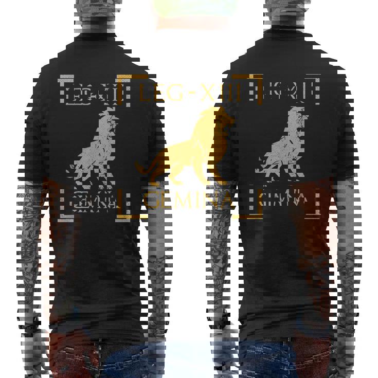 Legio Xiii 双子座ライオンエンブレム ローマ軍 メンズTシャツ バックプリント