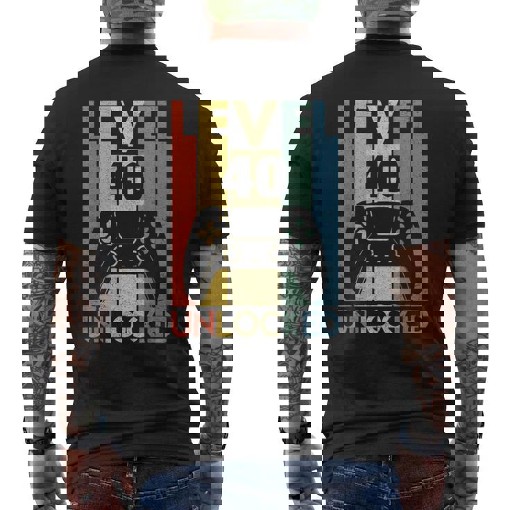 Level 40 Unlocked ideo Gamer 40Th Birthday メンズTシャツ バックプリント