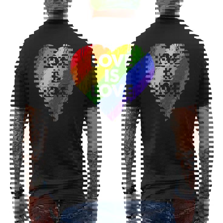 Lgbt Love Is Lovetシャツレトロハートゲイレズビアンプライド月間 メンズTシャツ バックプリント