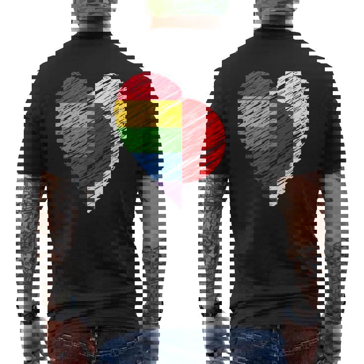 Lgbtq Japan ゲイプライド ハート ゲイとレズビアンの愛 Lgbt メンズTシャツ バックプリント