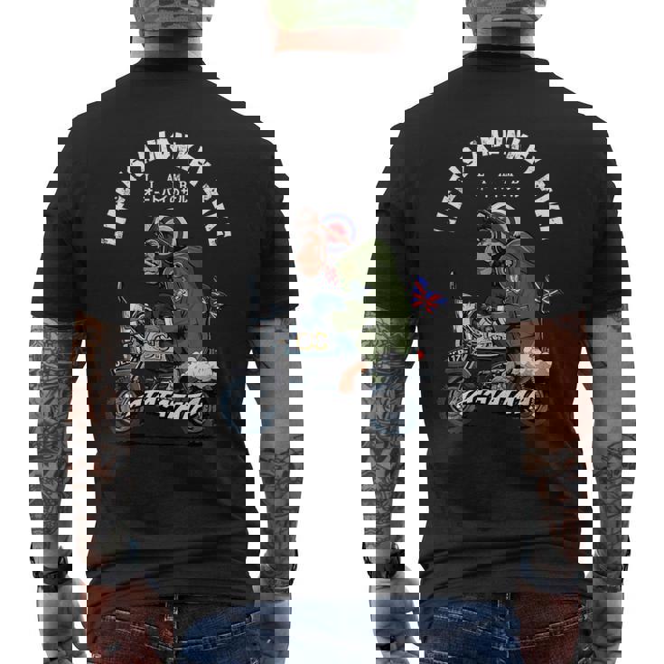 Life Is A Monkey Bike クラシック ブリットモッド メンズTシャツ バックプリント