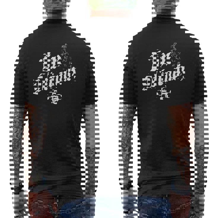 Live Deliciously ヴィンテージ アンティーク調 魔術 オカルト メンズTシャツ バックプリント