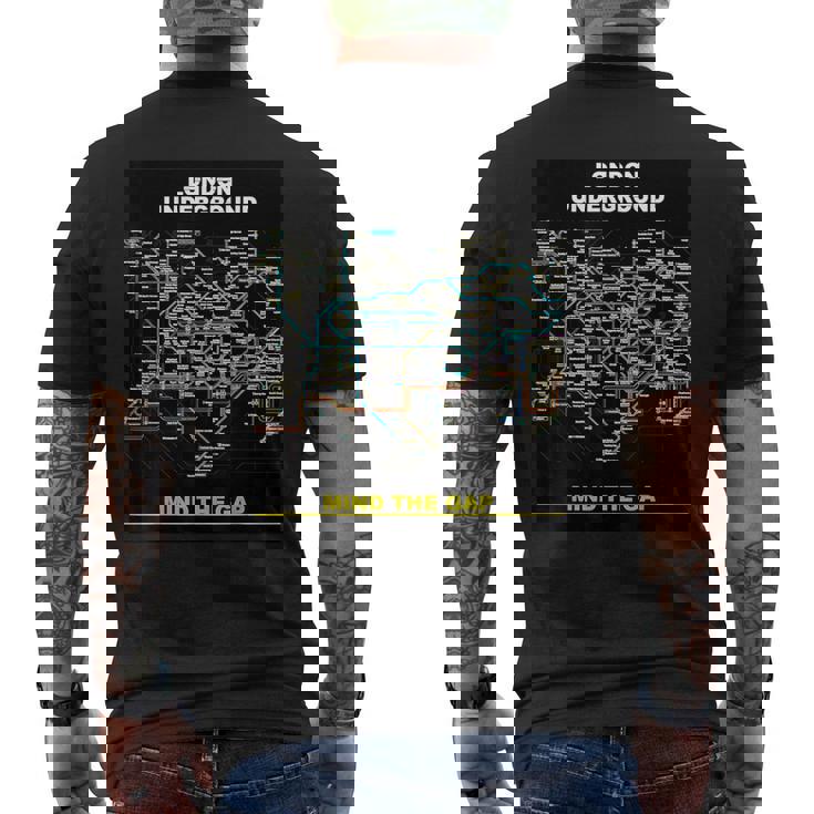 London Underground Mind The Gap Map England Uk 電車管 メンズTシャツ バックプリント