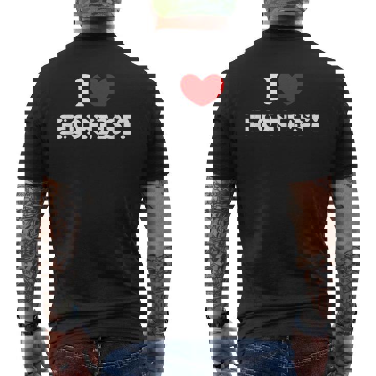 I Love Honest 私は愛する Honest メンズTシャツ バックプリント