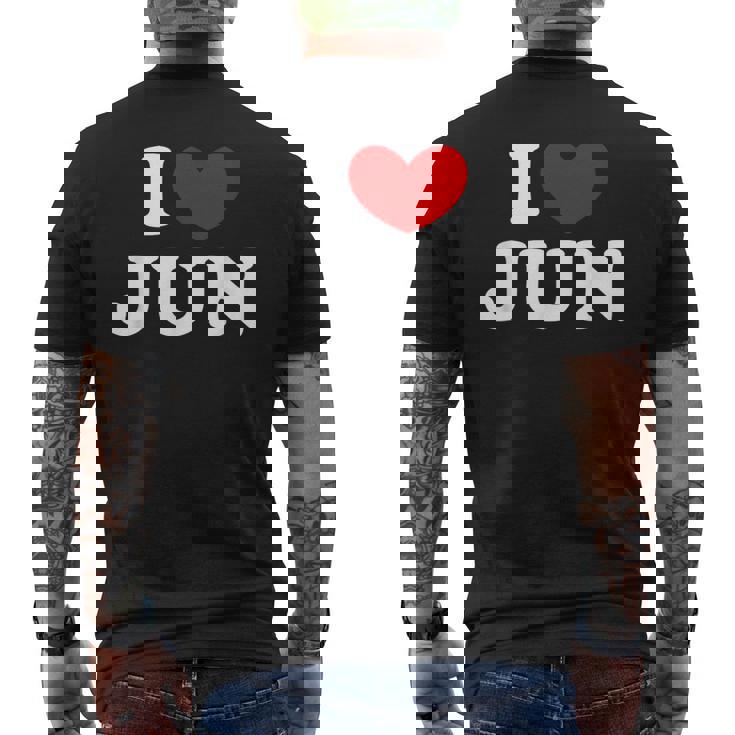 I Love Jun 私は愛する Jun メンズTシャツ バックプリント