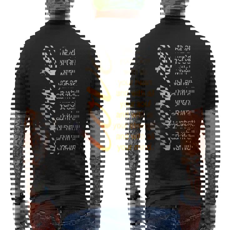 Love The Lord With All Your Heart 聖書の言葉 メンズTシャツ バックプリント