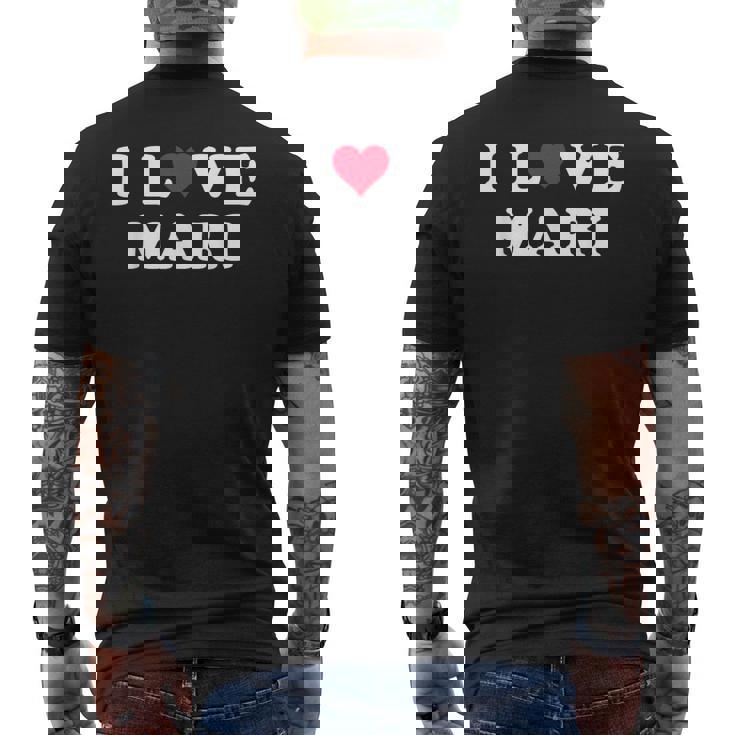 I Love Mari Matching Novia & Novio Mari Nombre Camiseta Hombre Estampado Espalda