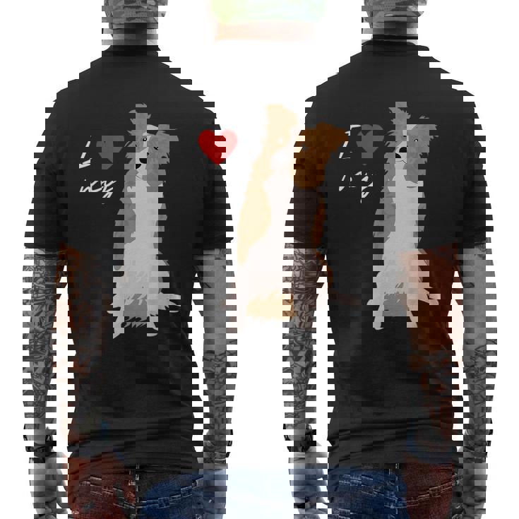 I Love My & Red Merle ボーダーコリー ドッグラバー。 メンズTシャツ バックプリント