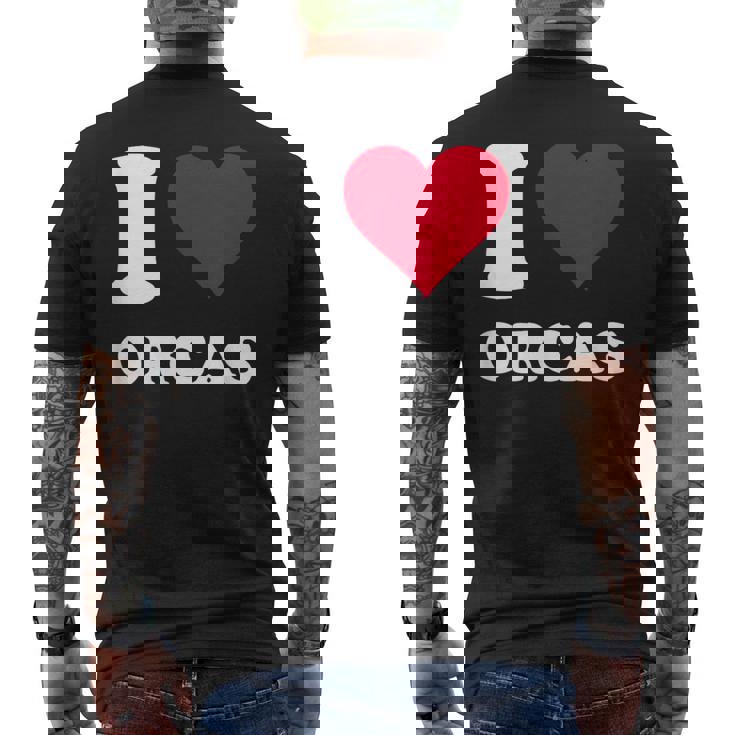 I Love Orcas メンズTシャツ バックプリント