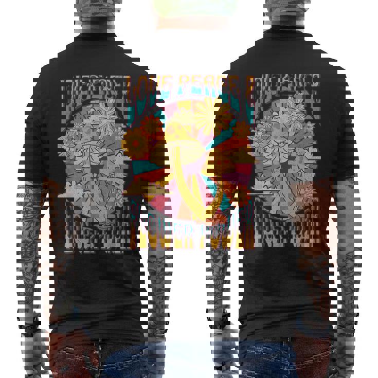 Love Peace ヒッピーコスチューム 60年代 70年代 フラワーフェスティバル衣装 メンズTシャツ バックプリント