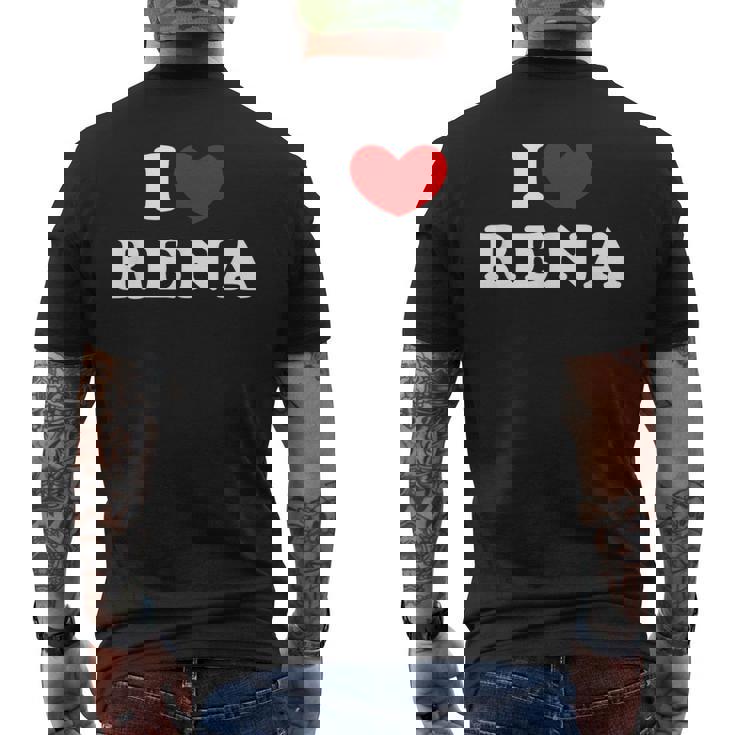 I Love Rena 私は愛する Rena メンズTシャツ バックプリント