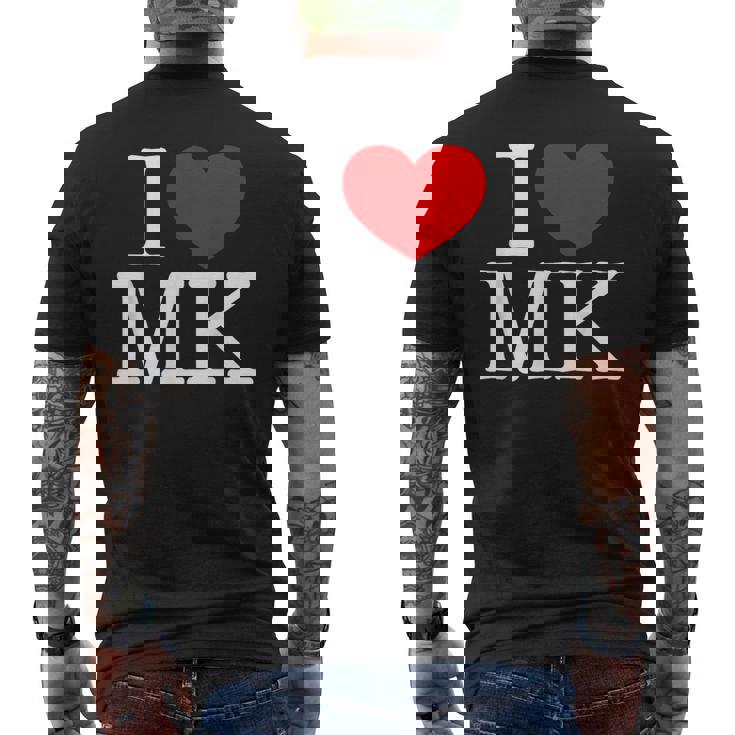 I Love ハート Mk メンズTシャツ バックプリント