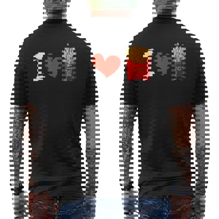 I Love フライドポテト ポテトラバーフライデー メンズTシャツ バックプリント