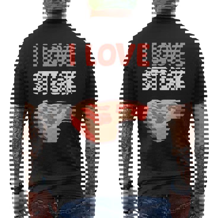 I Loveteak おもしろステーキ バーベキューグリルステーキ メンズTシャツ バックプリント