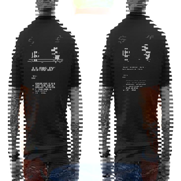 Low Energy Day恐竜サボテンピクセル メンズTシャツ バックプリント