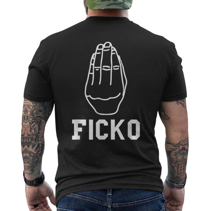 Lustige Italienische Handgeste Figgo Grafik Ficko T-Shirt mit Rückendruck