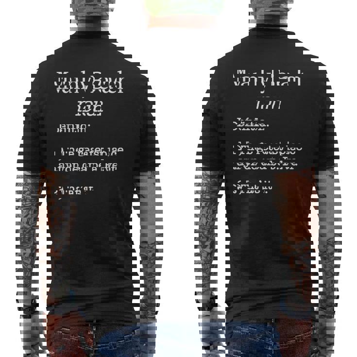 Manly Beachのお土産面白い偽の定義のデザイン メンズTシャツ バックプリント