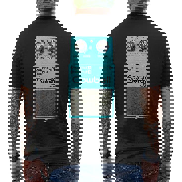 Mehr Cowbell ミュージシャン ミーム パロディ ギターペダル メンズTシャツ バックプリント