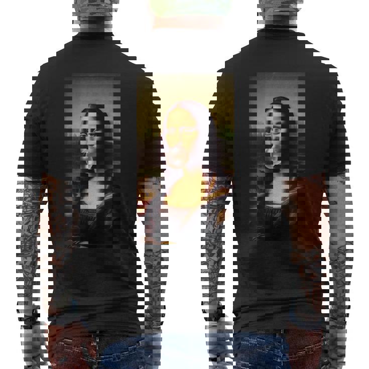 Mona Lisa チューインガム レオナルド・ダ・ヴィンチ ジョコンダ イタリアアート メンズTシャツ バックプリント