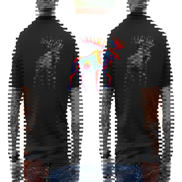 Moose Paint Drip Zoo Favorite Animal Alaska Canada Men's Back Print T-Shirt