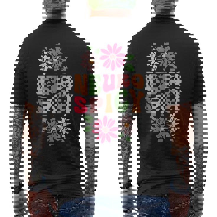 Neurospicy レトロフラワー メンズTシャツ バックプリント